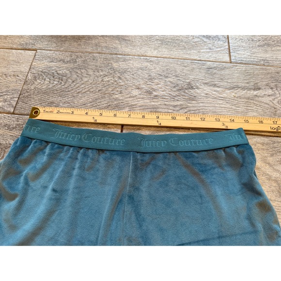 Juicy Couture Velour Sleep Shorts Womens Medium Teal Excellent Rhinestone Y2K - Picture 5 of 11
